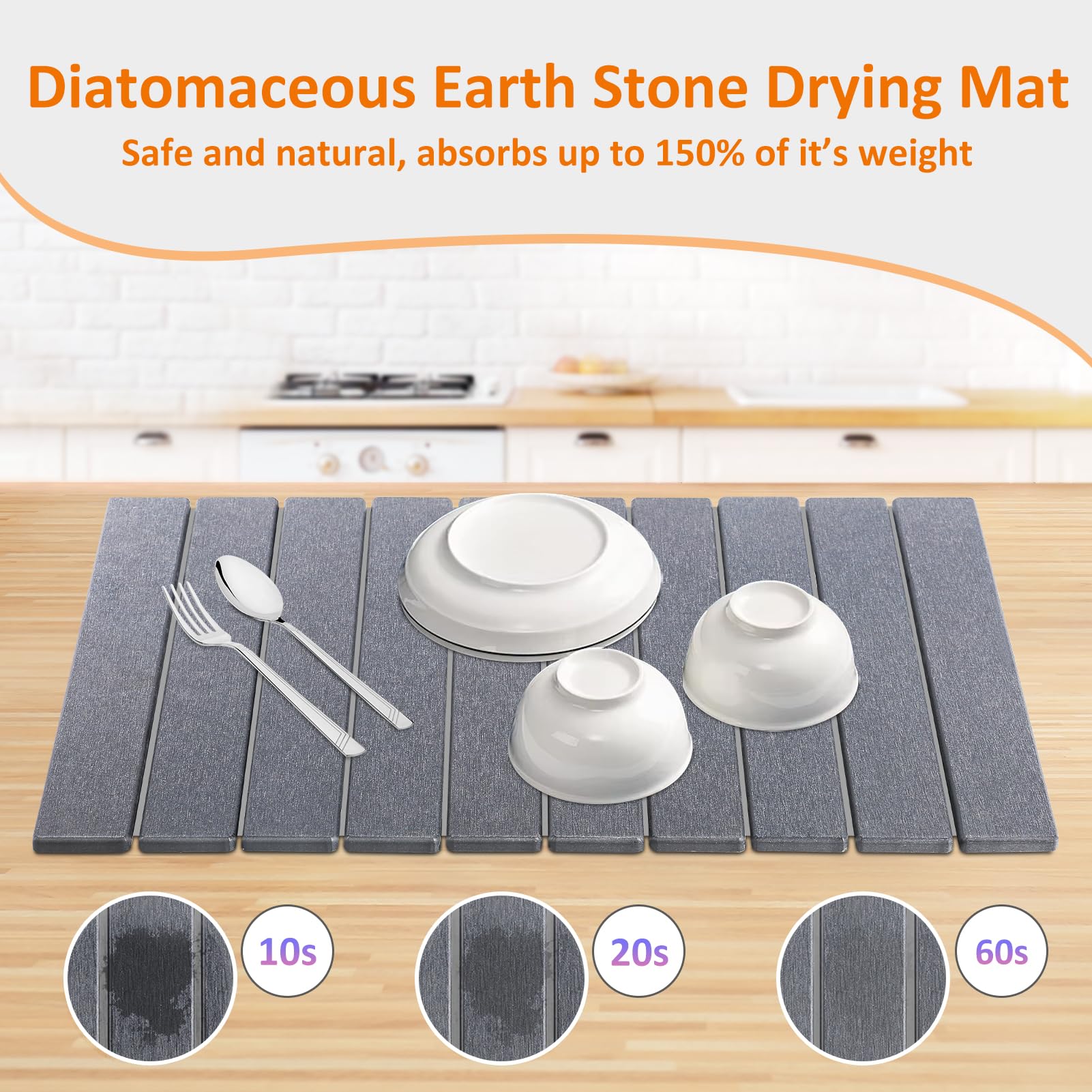 LENONE collapsible stone drying mat folded for compact storage after use.