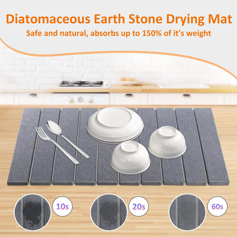 LENONE collapsible stone drying mat folded for compact storage after use.