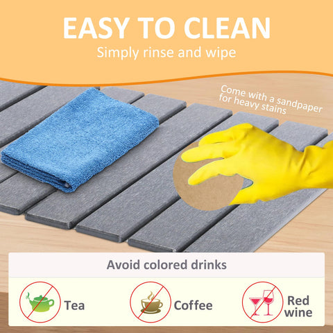 LENONE non-slip drying mat keeps dishes in place during drying.
