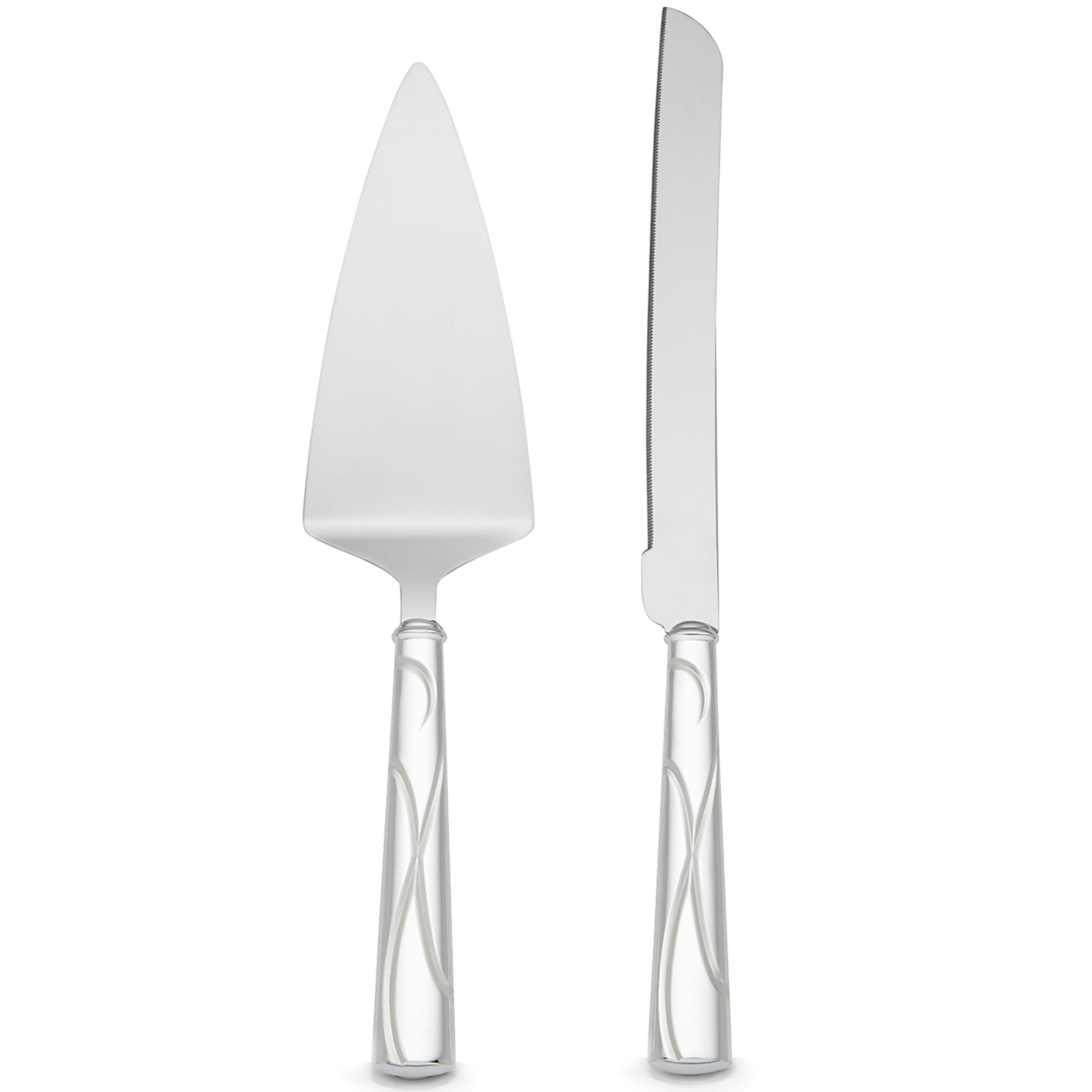 Lenox Adorn cake knife with ribbon motif for elegant wedding cake service.