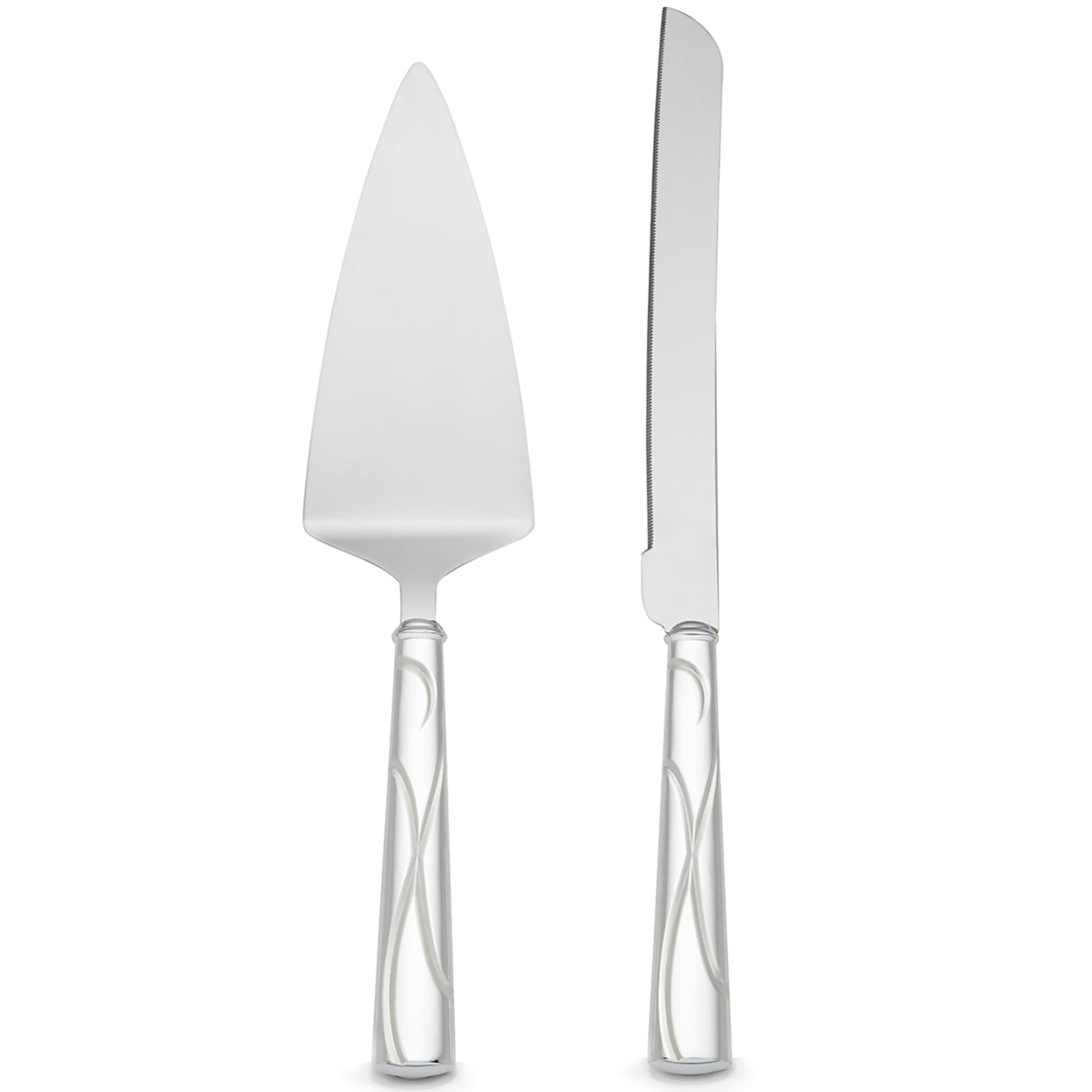 Lenox Adorn cake knife with ribbon motif for elegant wedding cake service.
