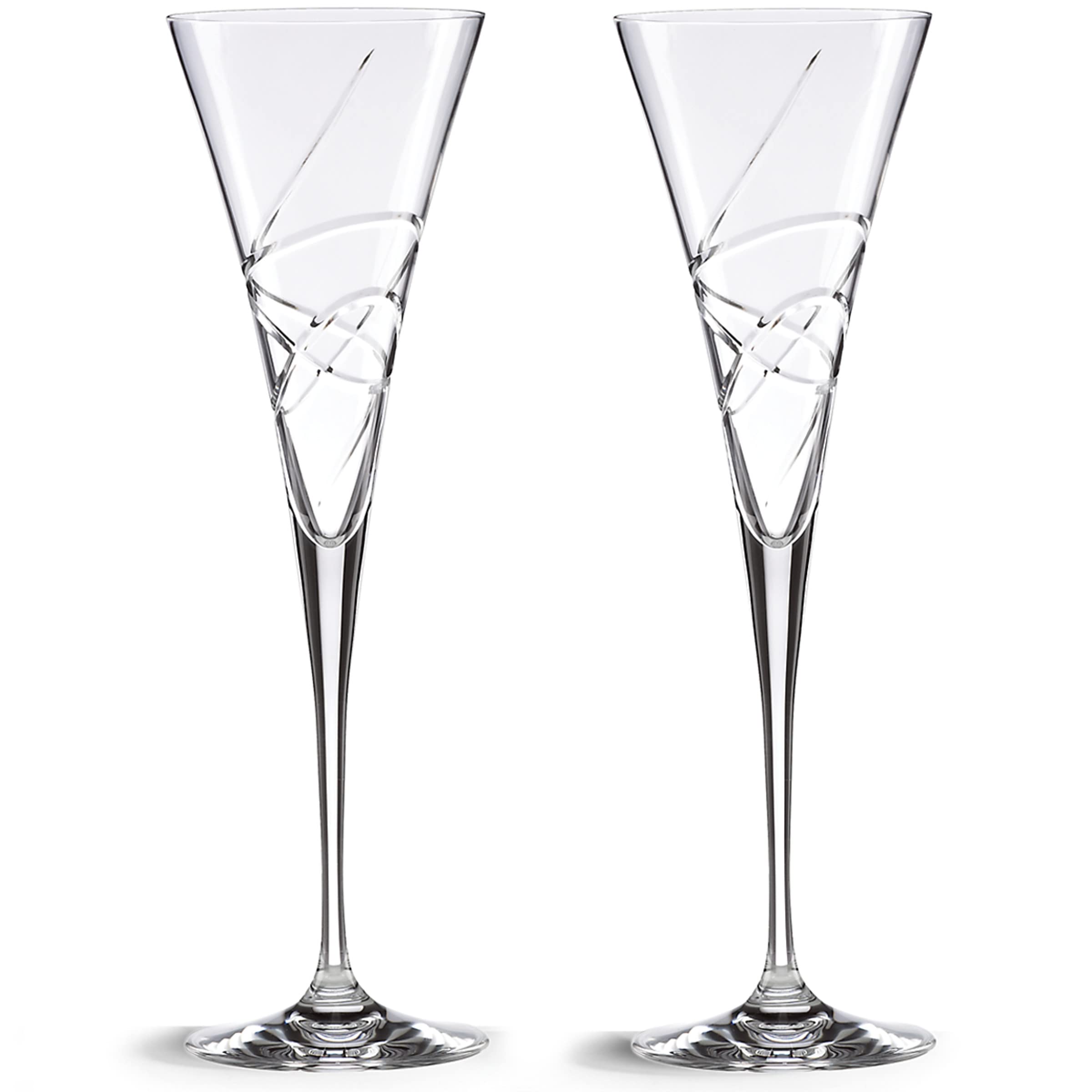 Lenox Adorn crystal toasting flute close-up shows the swirling tendril pattern, ideal for weddings