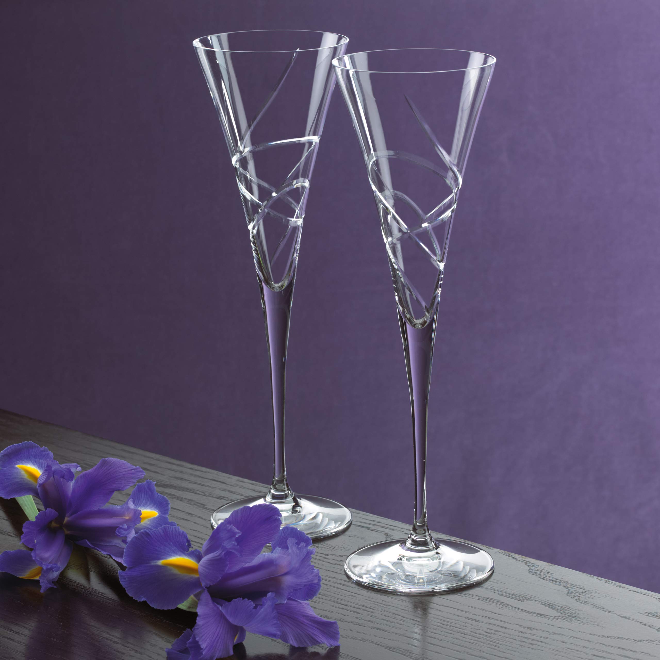 Lenox Adorn crystal toasting flute side view demonstrates break-resistant design for celebrations
