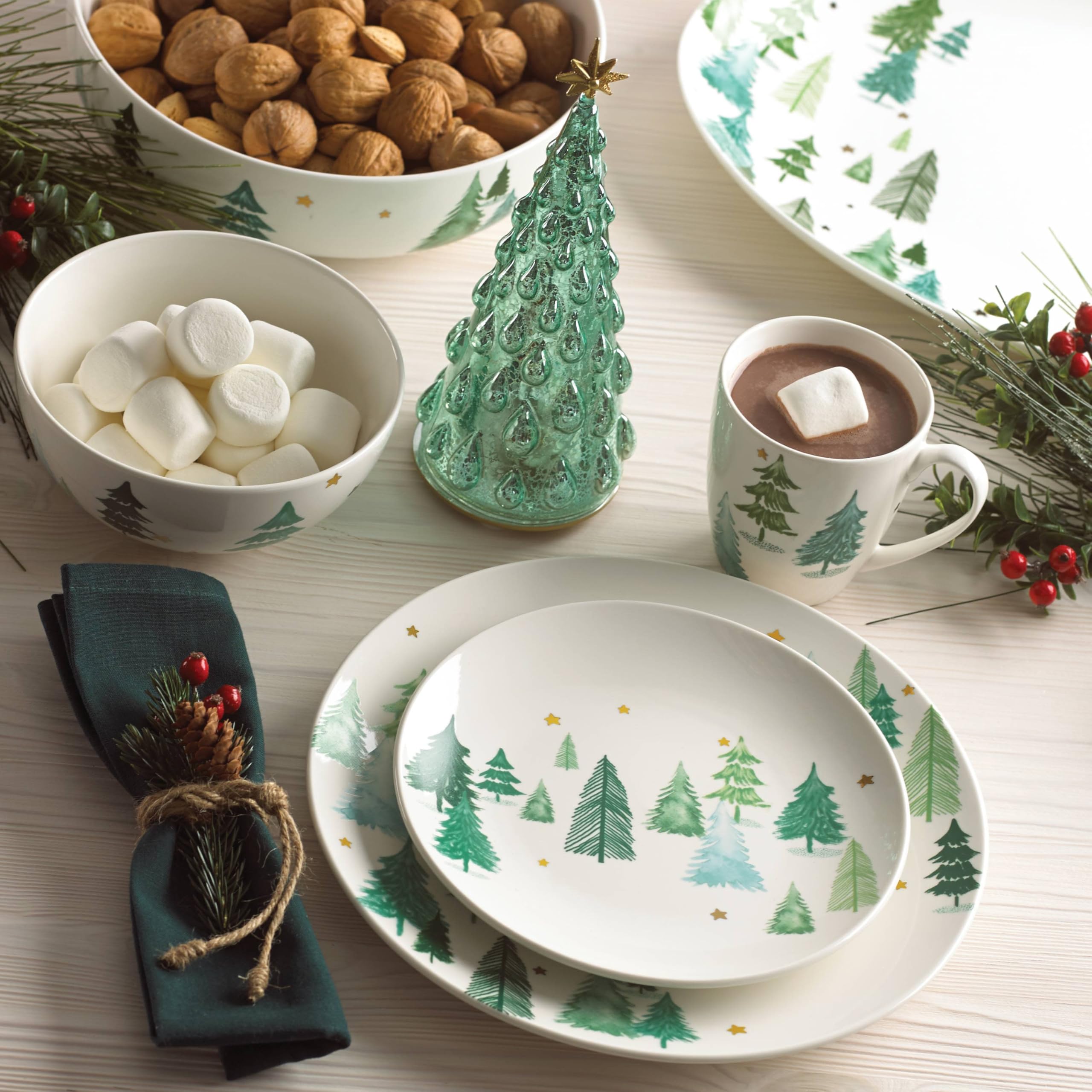 Lenox Balsam Lane green porcelain dishware suitable for festive entertaining