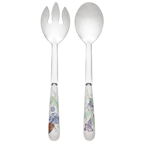 Lenox Butterfly Meadow 2pc serving set with ceramic handles, ideal for casual entertaining