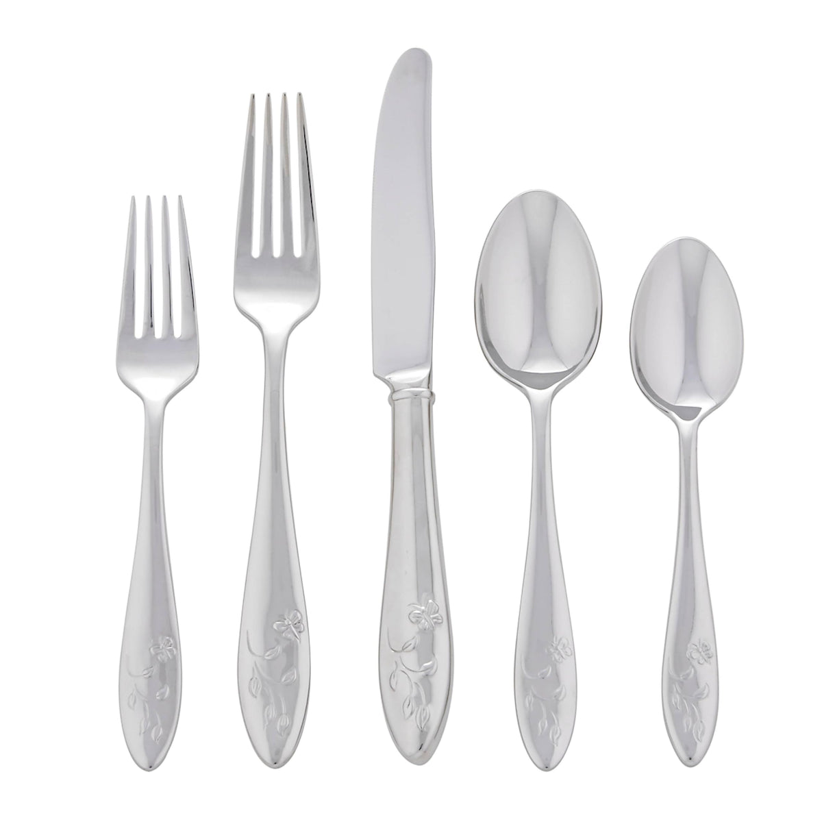 Lenox Butterfly Meadow 65-piece flatware set for family dining.