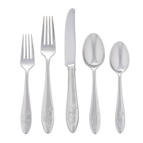 Lenox Butterfly Meadow 65-piece flatware set for family dining.