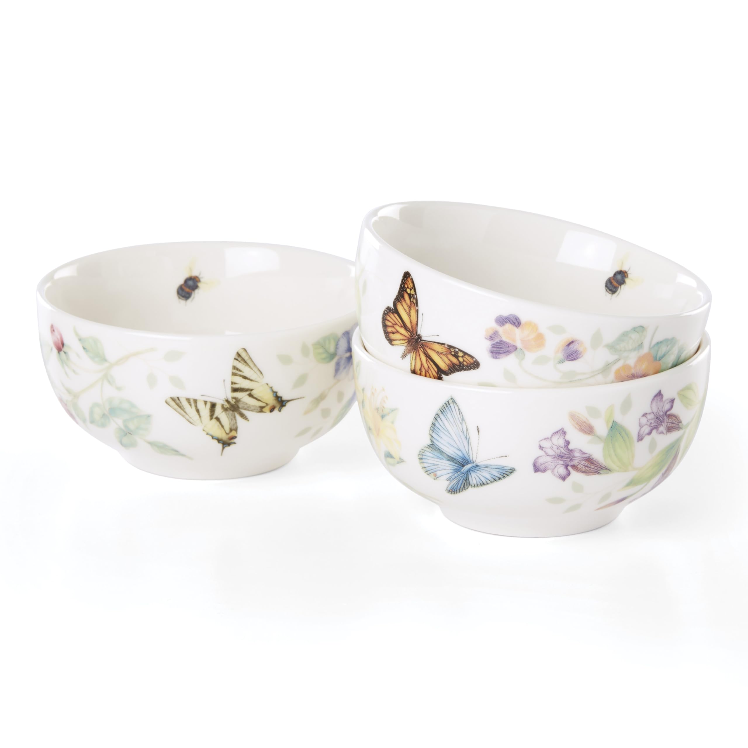 Inside bee detail adds charming touch to a light, easy-to-use 8-ounce mini bowl.