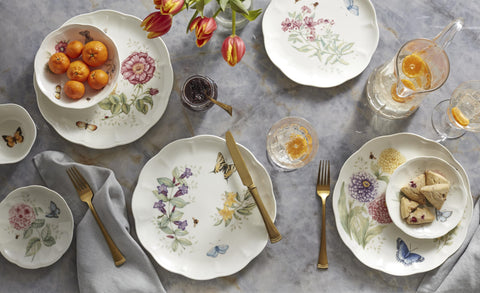 Lenox Butterfly Meadow service for four brings coordinated tableware.