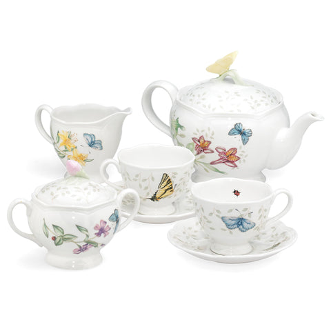 Lenox Butterfly Meadow teapot with lid, 48 oz, ideal for intimate tea for two