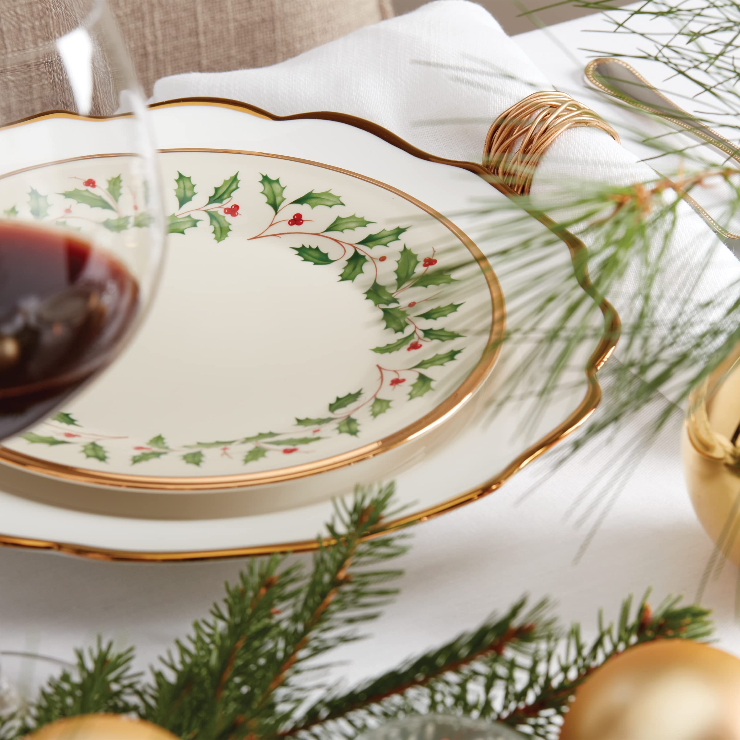 Lenox embellished gold trim close-up conveys luxury at meals