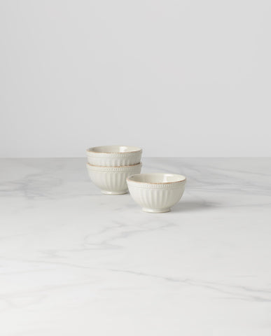 Lenox French Perle Groove mini bowls shown from the side with grooves.
