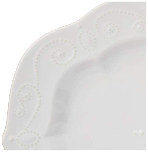 Lenox French Perle white platter displayed on a holiday table setting.