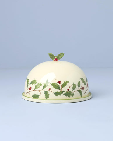 Lenox holiday dish displayed on a styled festive table setting.
