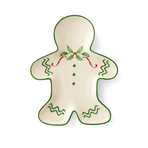Lenox gingerbread man accent plate on a festive table, ideal for candy or sides.