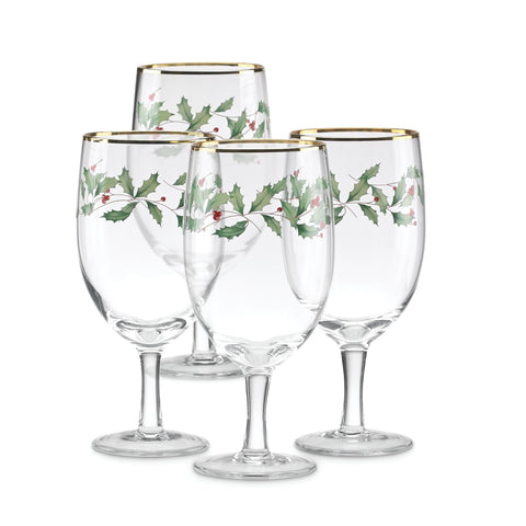 Lenox Holiday 4-piece glass set ready to elevate gatherings and toasts.