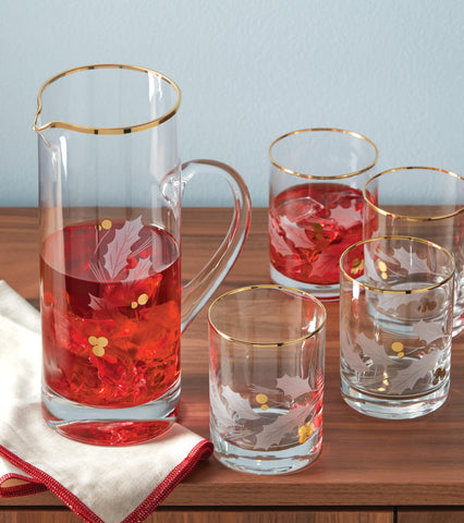 Four-glass set with 12-ounce capacity for cocktails.