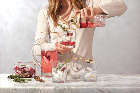 Gift-ready Lenox Holiday Gold glass set for holiday gifting moments.