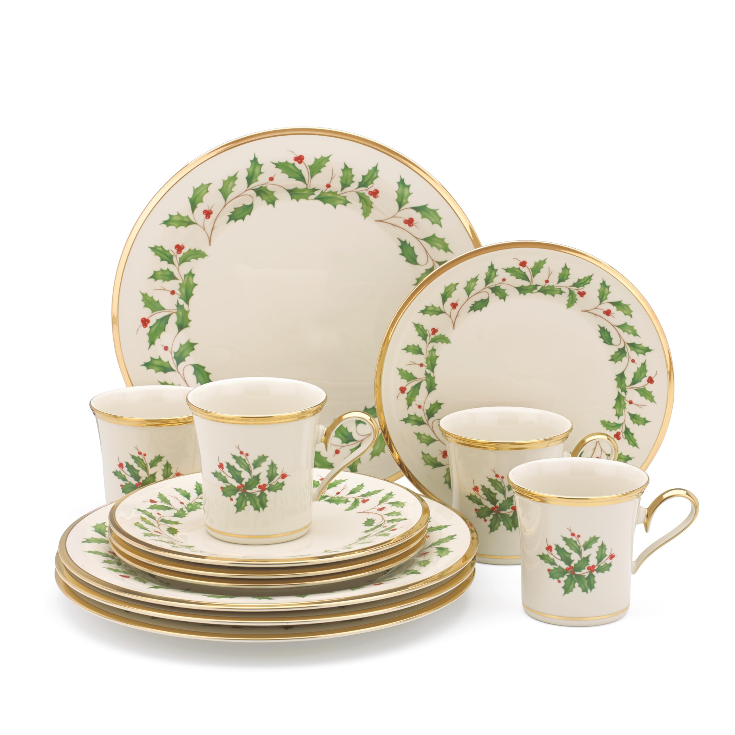 Lenox Holiday mugs with 10-ounce capacity and gold accents