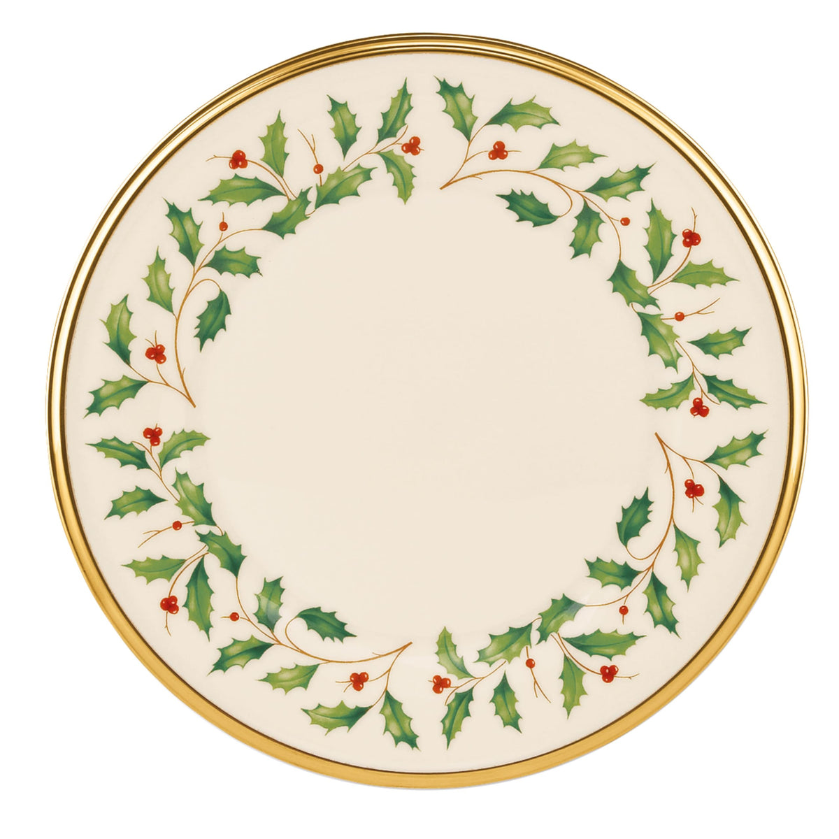 Lenox holiday salad plate with holly motif enhances festive table decor