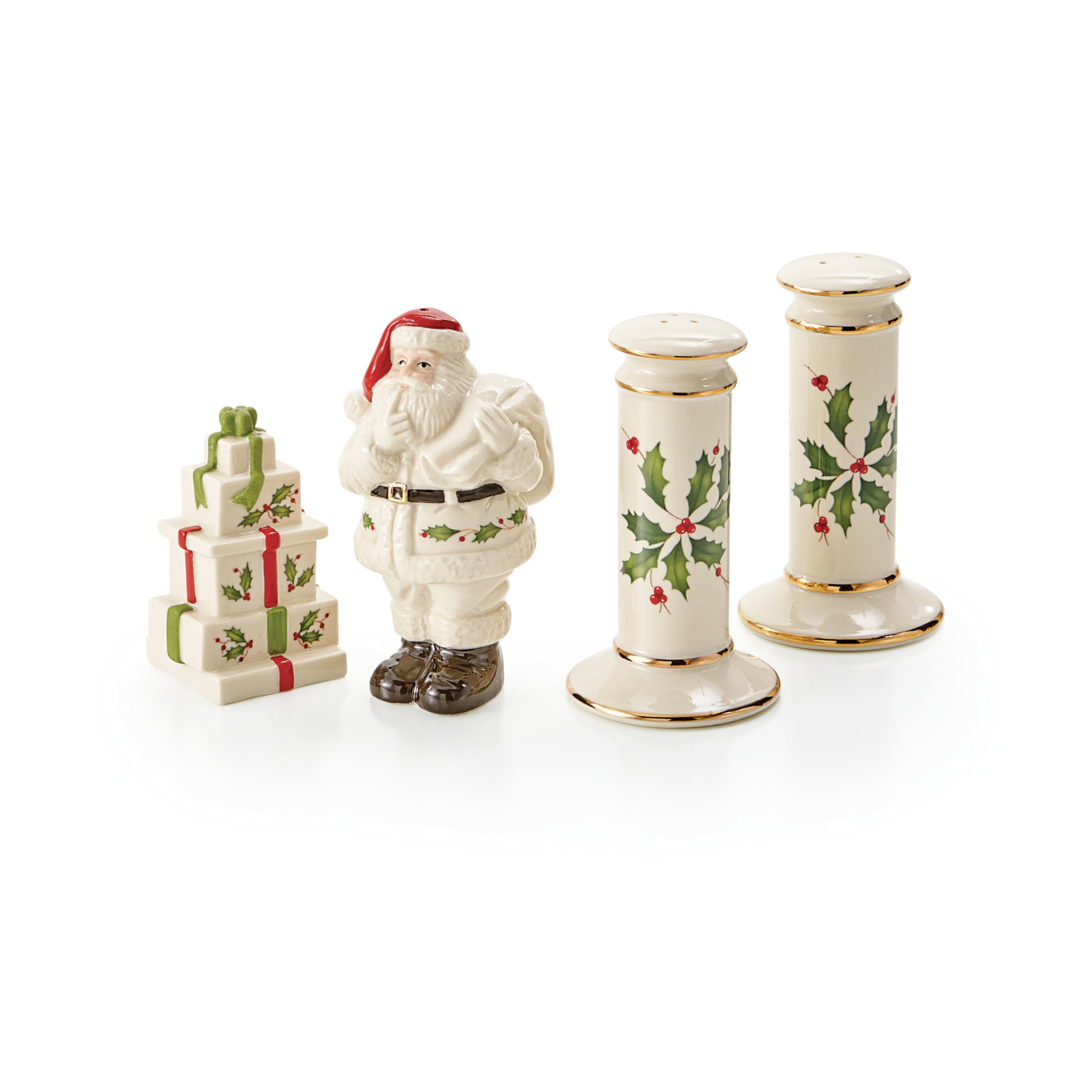 Lenox Holiday Salt and Pepper Set ideal for Christmas hosting and gift-worthy tableware.