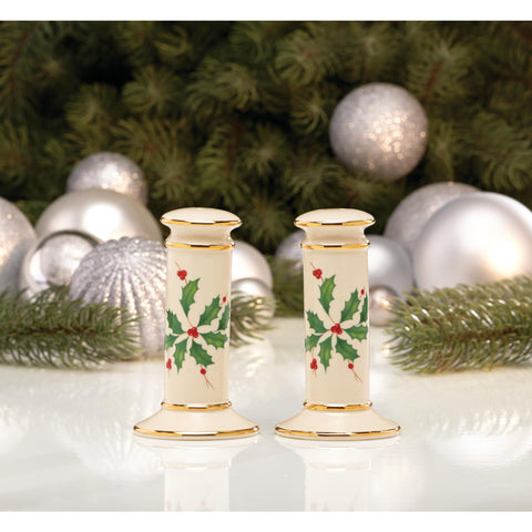 Lenox Holiday Salt and Pepper Set imported porcelain for timeless table presence.