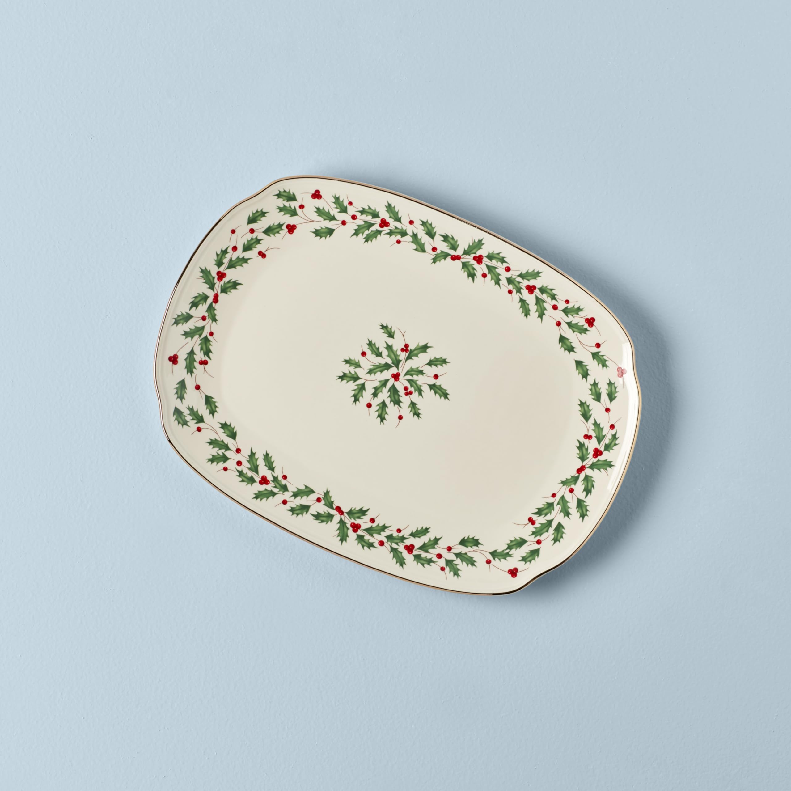 Lenox platter with 24-karat gold accents adds elegant holiday presentation