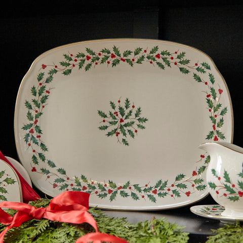 Lenox porcelain serving platter is dishwasher-safe for easy cleanup