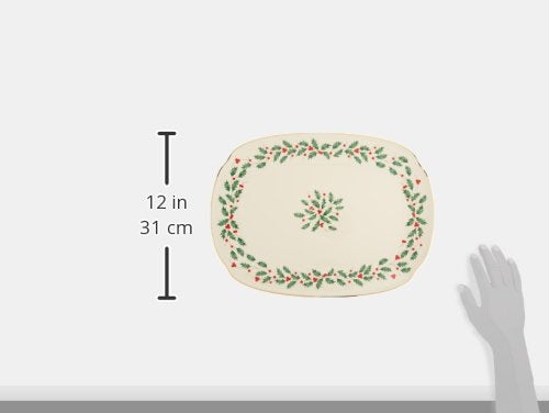 Lenox oval platter framed by holly motif adds seasonal charm to gatherings