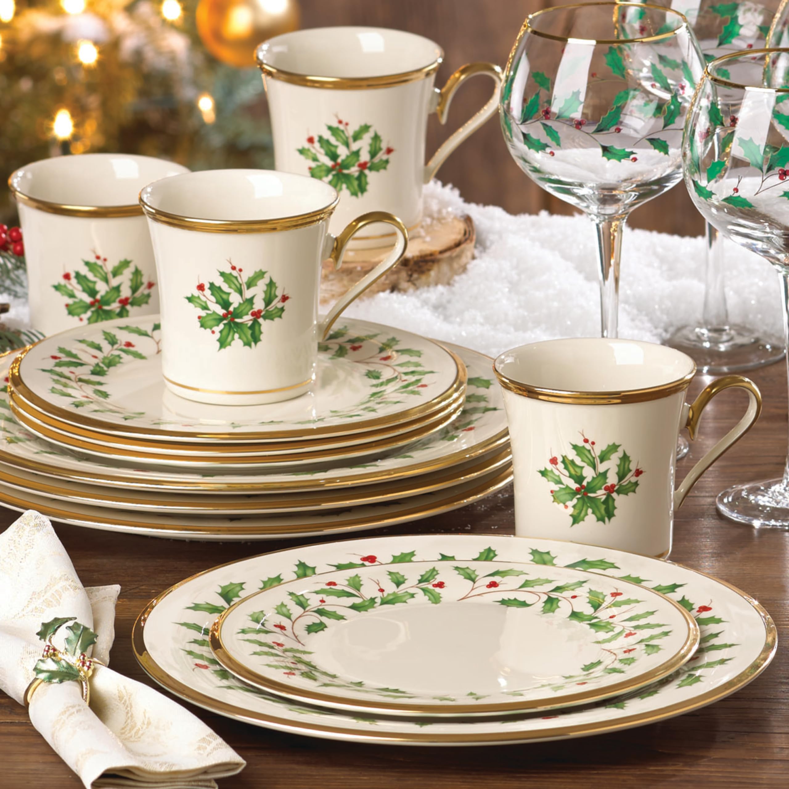 Lenox Holiday table setting showing coordinated dinnerware arrangement