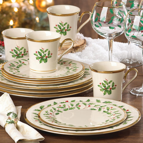 Lenox Holiday table setting showing coordinated dinnerware arrangement