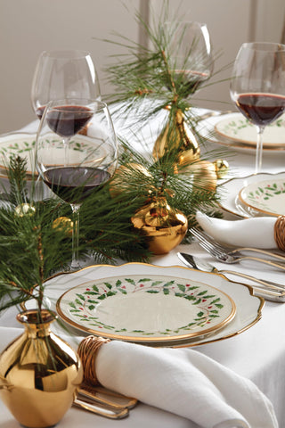 Lenox holiday table setting shot showcasing versatile plate