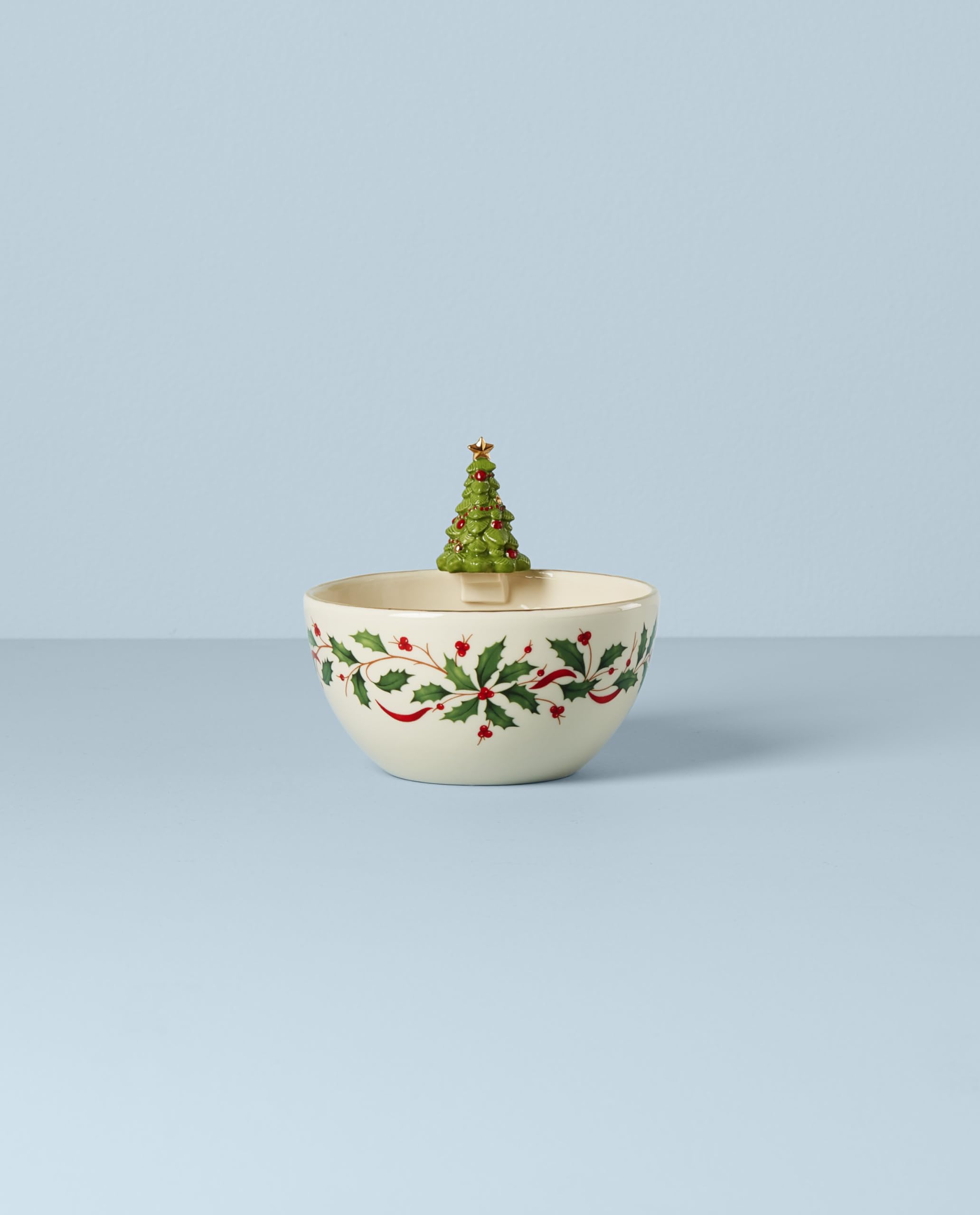 Lenox Holiday Tree Bowl showcases gum drops for a colorful, easy dessert station.