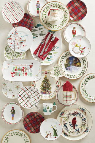 Lenox holly-berry pattern plate elevates Christmas dining moments.