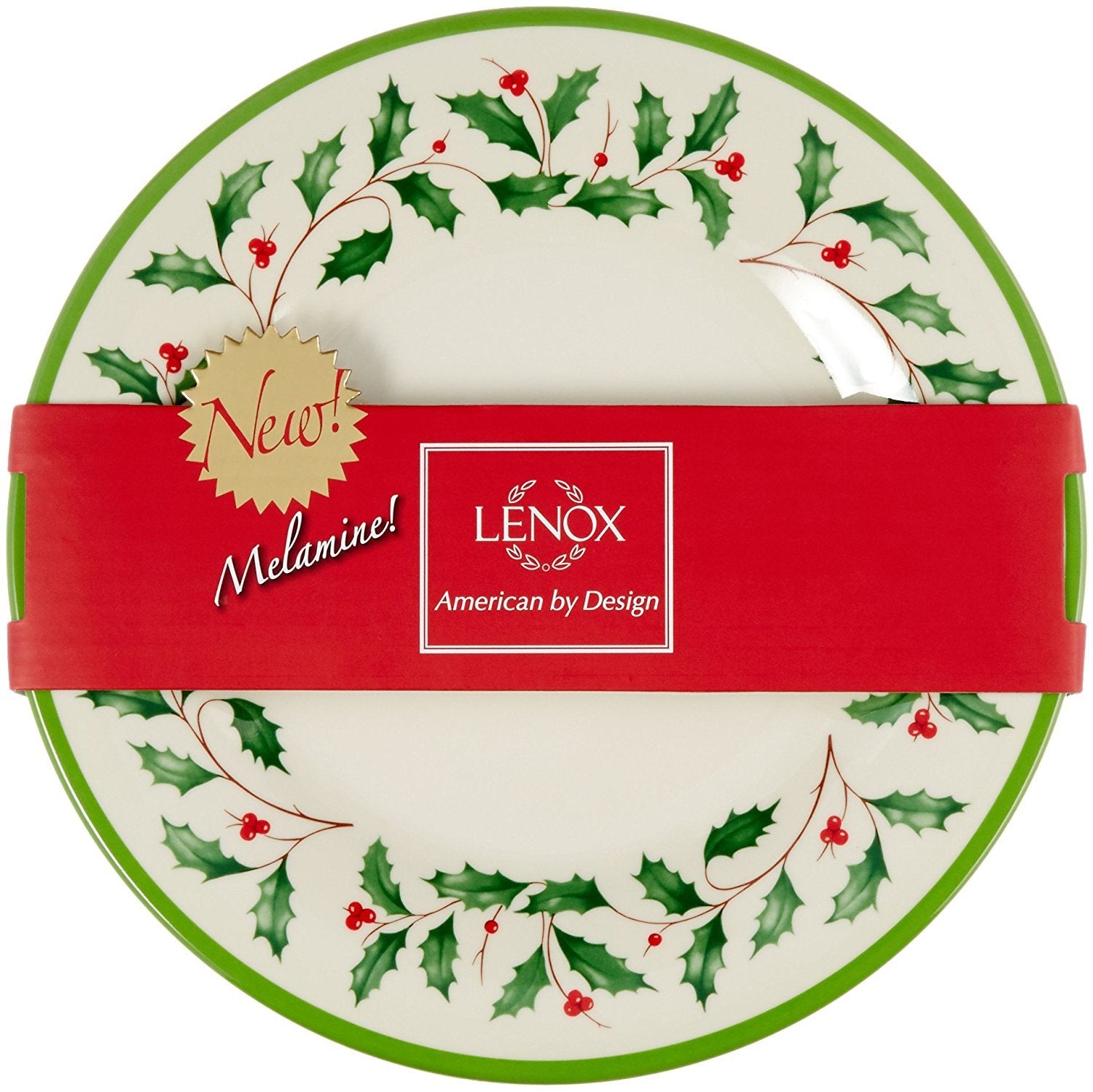 Lenox holly motif plates are top-rack dishwasher safe for cleanup.