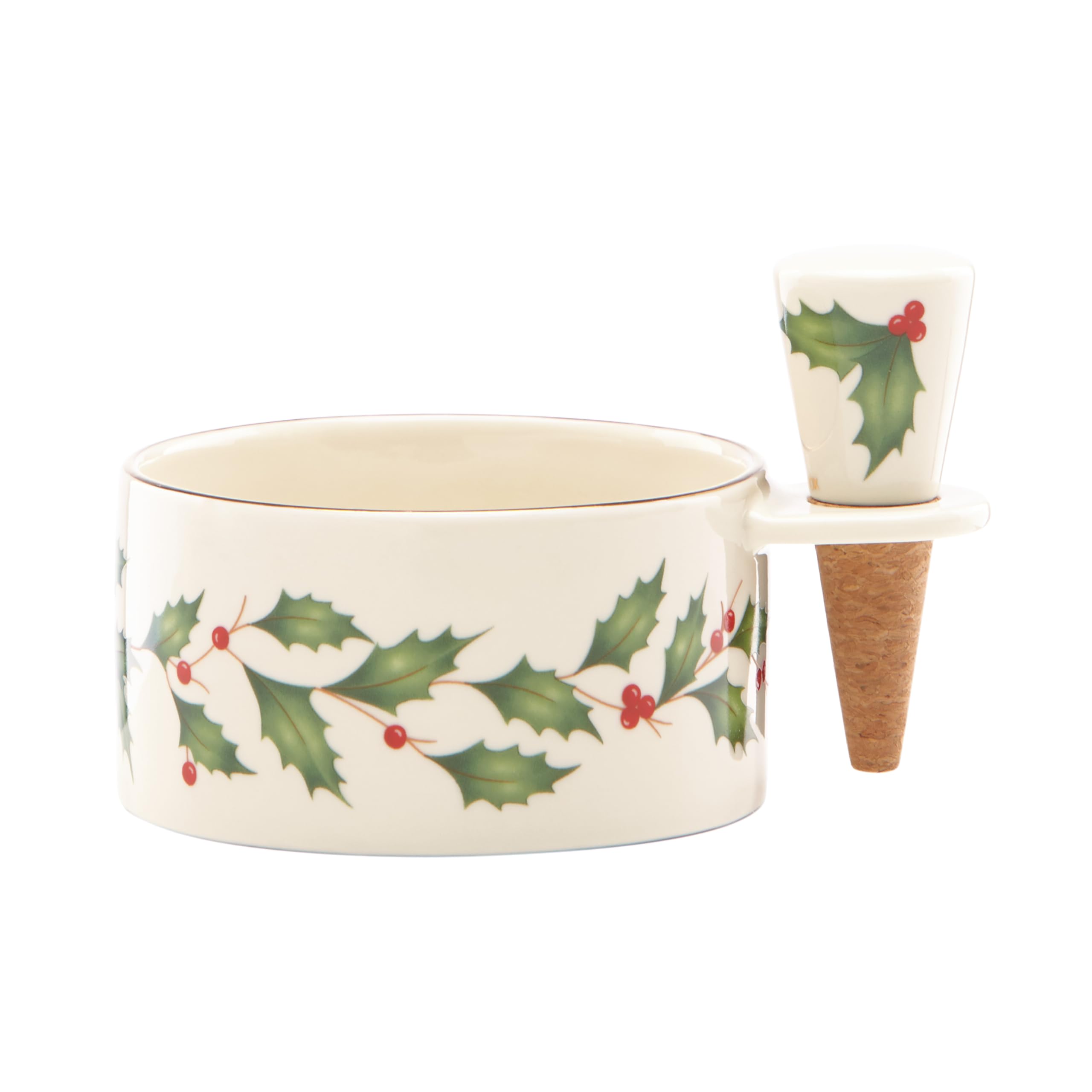 Lenox Hosting the Holidays wine coaster base protects tabletops with holly motif.