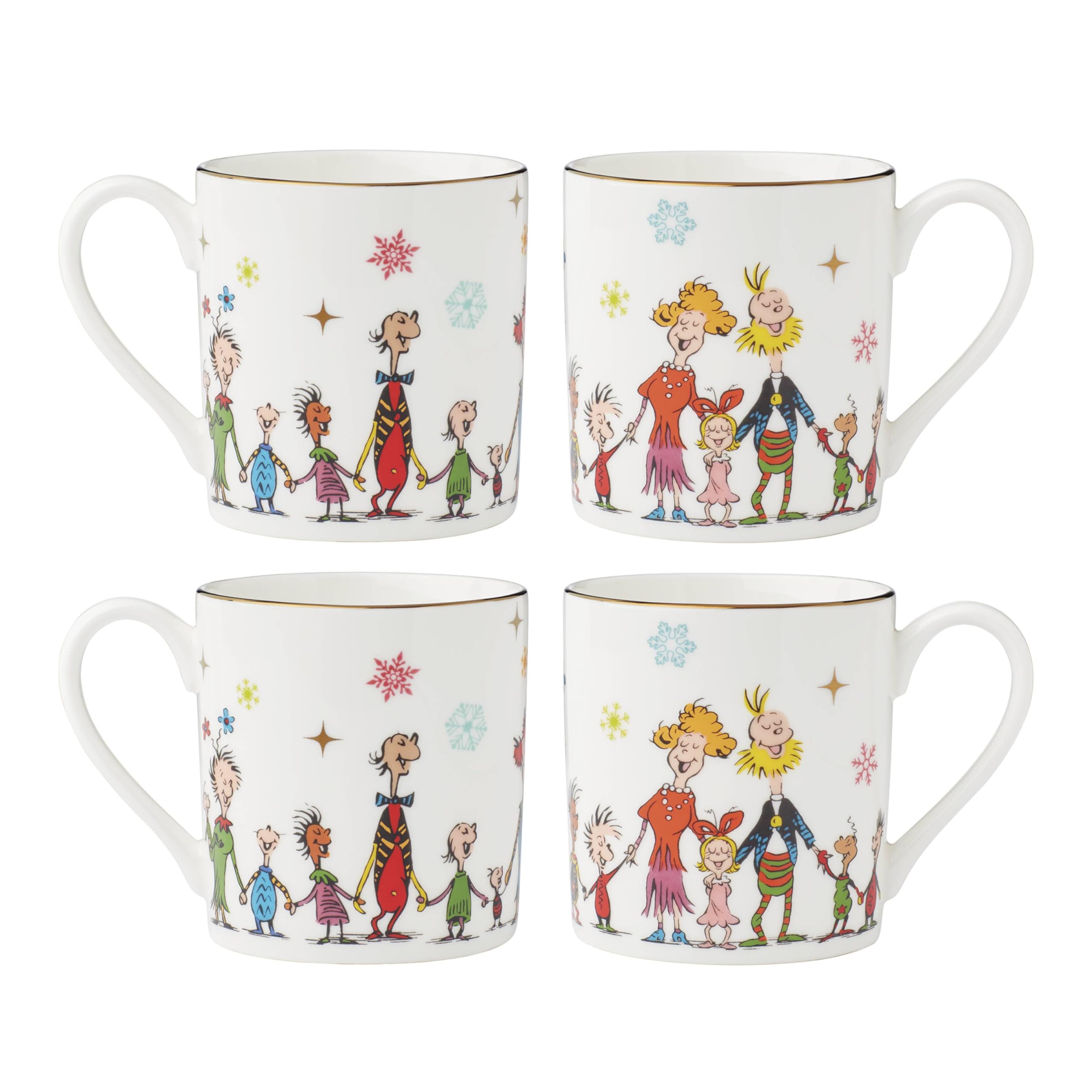 Lenox Merry Grinchmas mugs front view 4pc, ideal for festive beverages