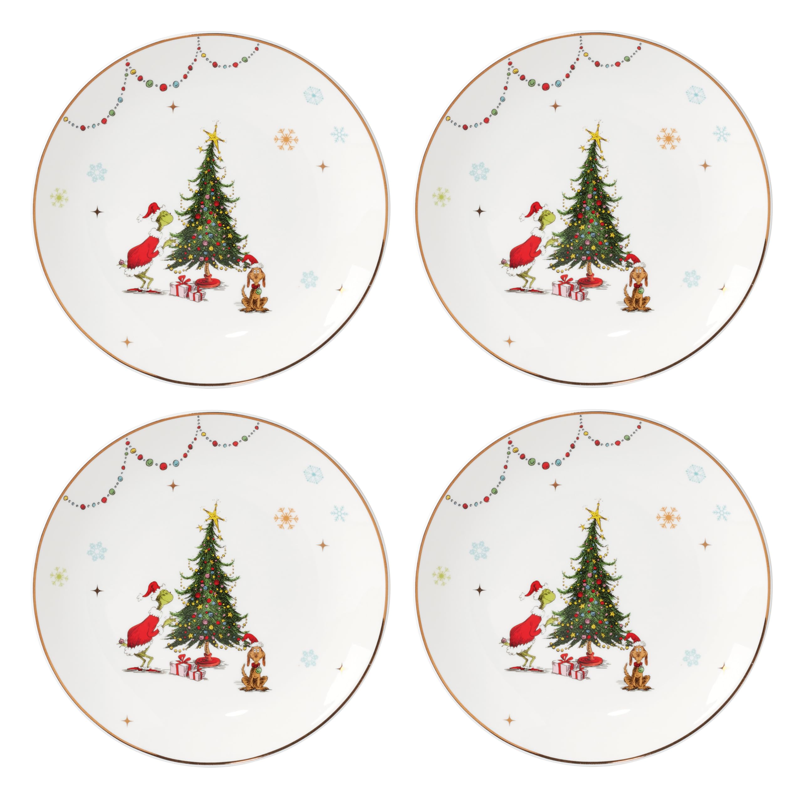Lenox Merry Grinchmas plate closeup featuring Grinch design for festive gatherings