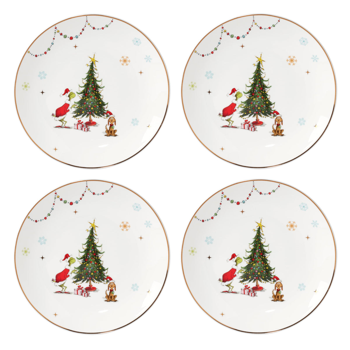 Lenox Merry Grinchmas plate closeup featuring Grinch design for festive gatherings