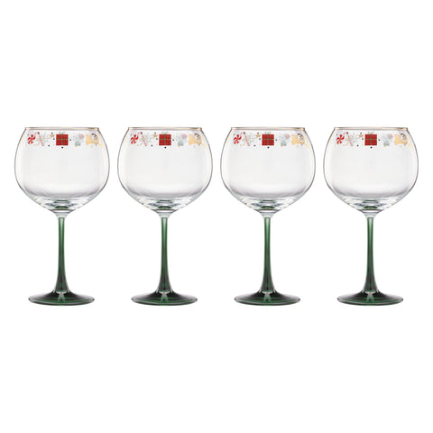 Lenox Nutcracker Ballet balloon wine glasses set of four for festive entertaining.