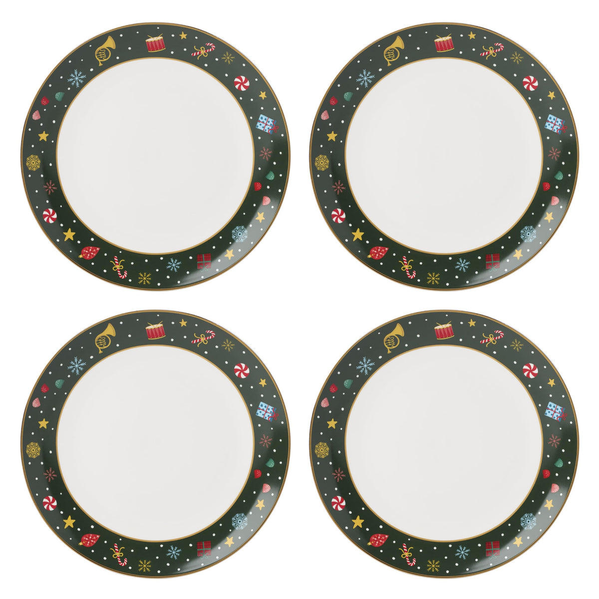 Lenox Nutcracker Ballet dinner plate with peppermint accents for festive holiday dining