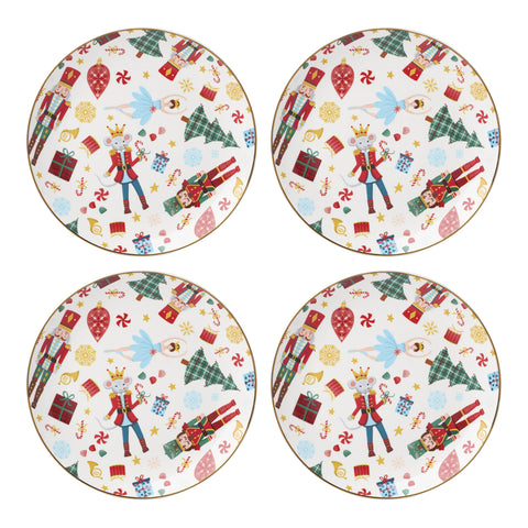 Lenox Nutcracker Ballet plate close-up with gold trim for festive tables.