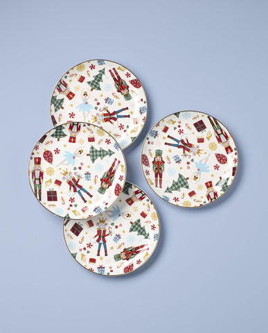 Lenox Nutcracker Ballet plate side view emphasizing porcelain shine.