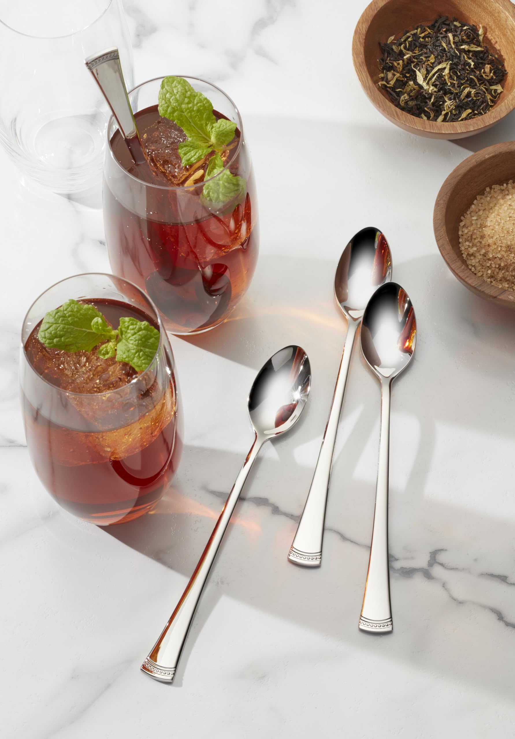 Portola stainless steel spoons, dishwasher safe for easy cleanup.