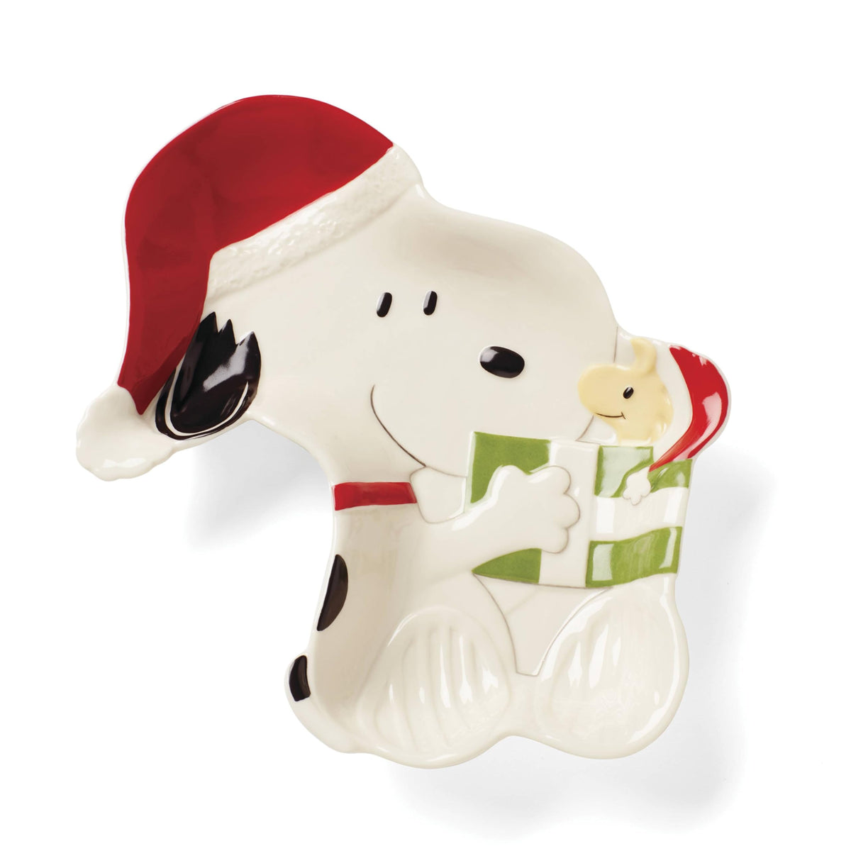 Lenox Snoopy Christmas candy dish featuring Snoopy for festive table decor and candy serving.