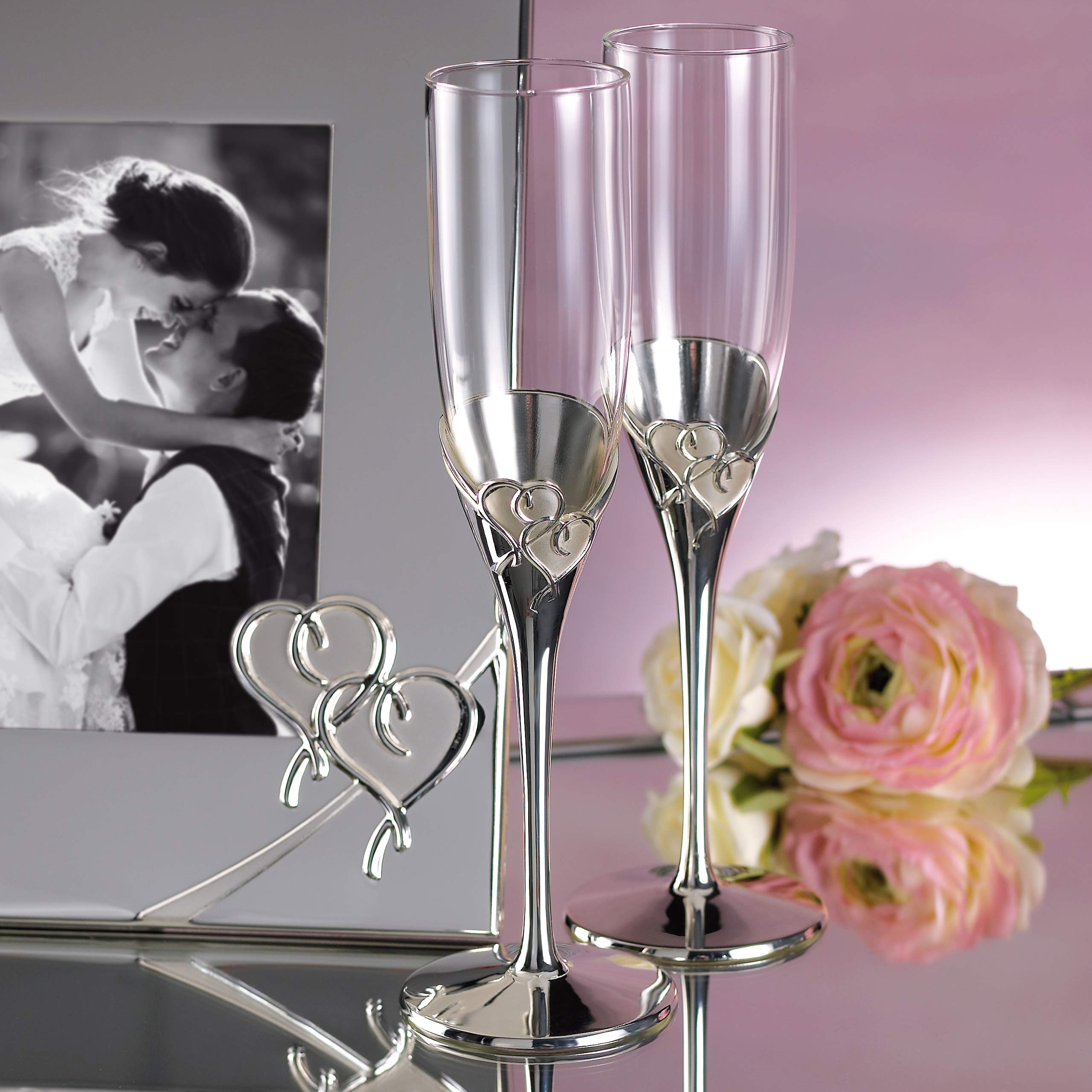 Lenox True Love flute with silverplate finish adds timeless sophistication.
