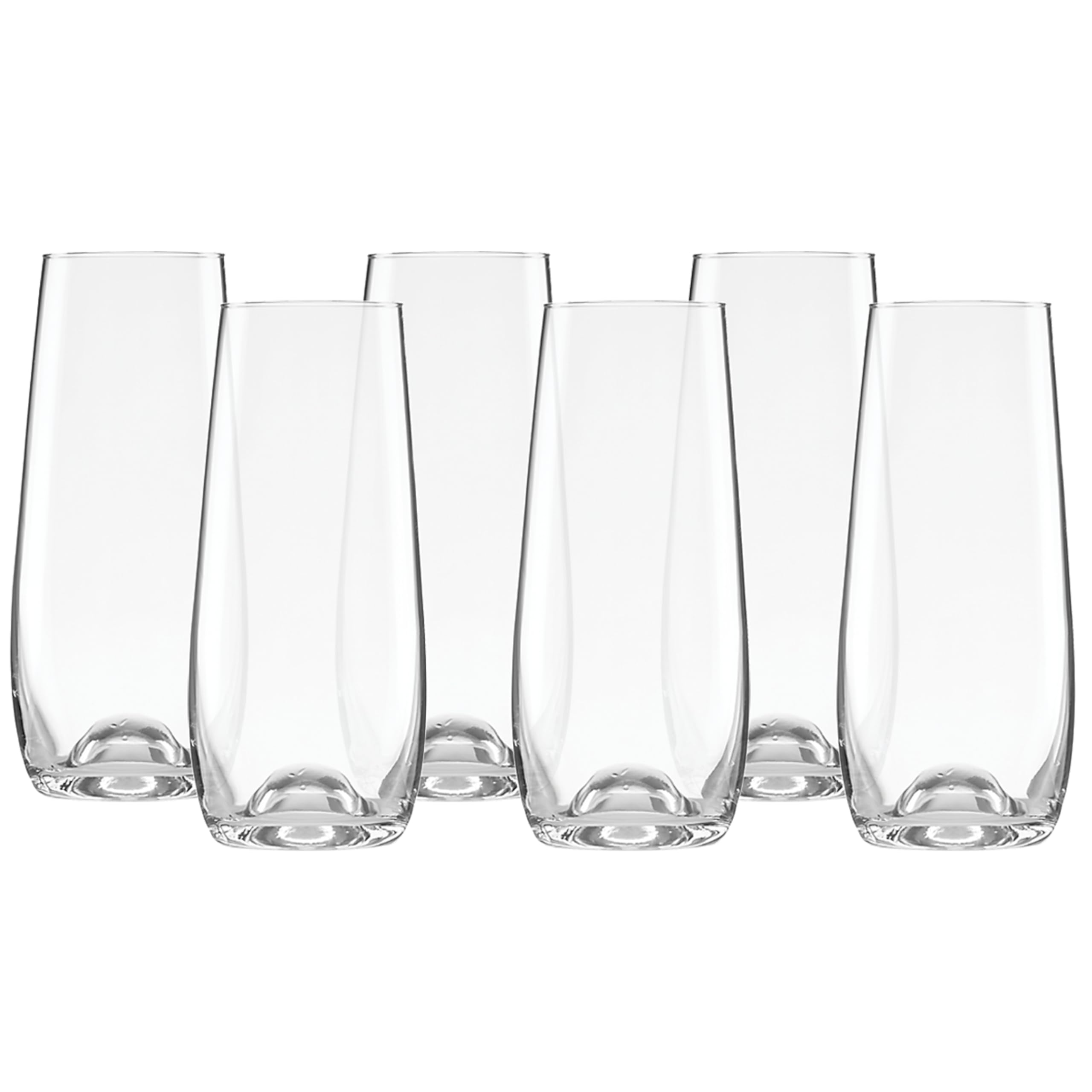 Lenox Tuscany Classics stemless flute set front view, elegant six-glass service for toasts