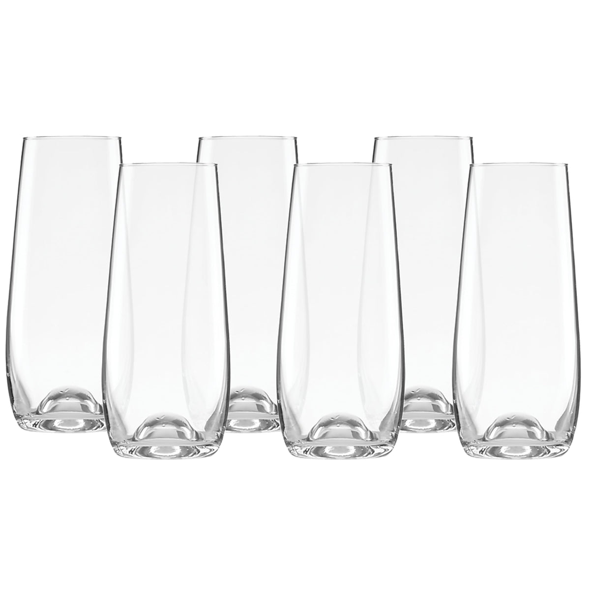 Lenox Tuscany Classics stemless flute set front view, elegant six-glass service for toasts