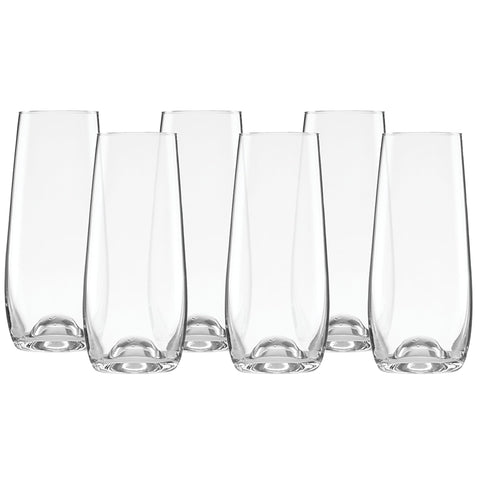 Lenox Tuscany Classics stemless flute set front view, elegant six-glass service for toasts