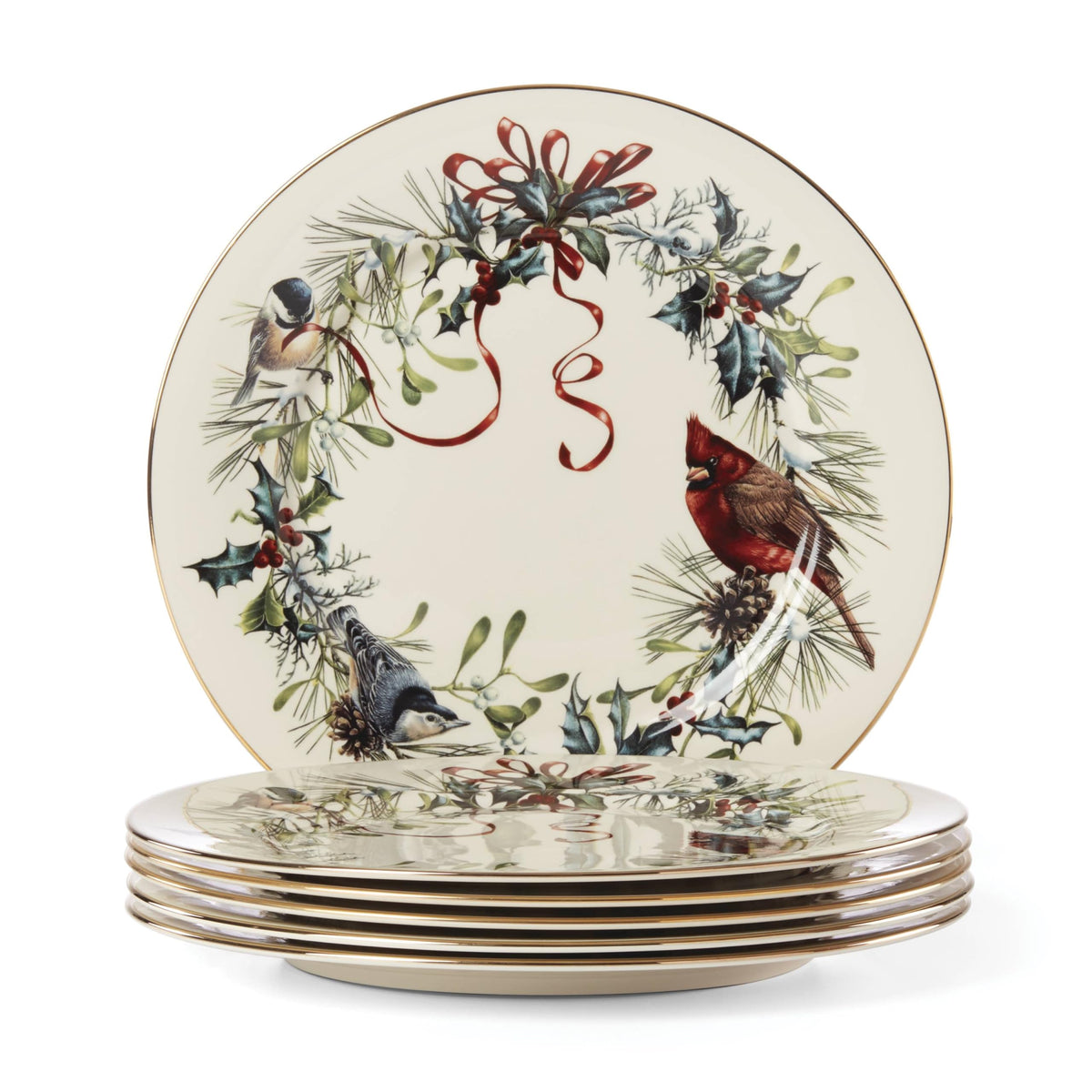 Lenox Winter Greetings dinner plate 10.75-inch with gold edge for festive dining